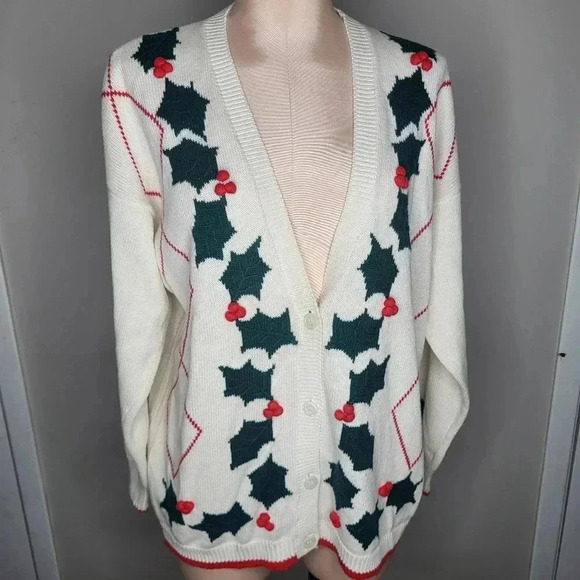 Vintage Picket and Smith Womens Holiday Christmas Button Cardigan Size Medium - Picture 1 of 8